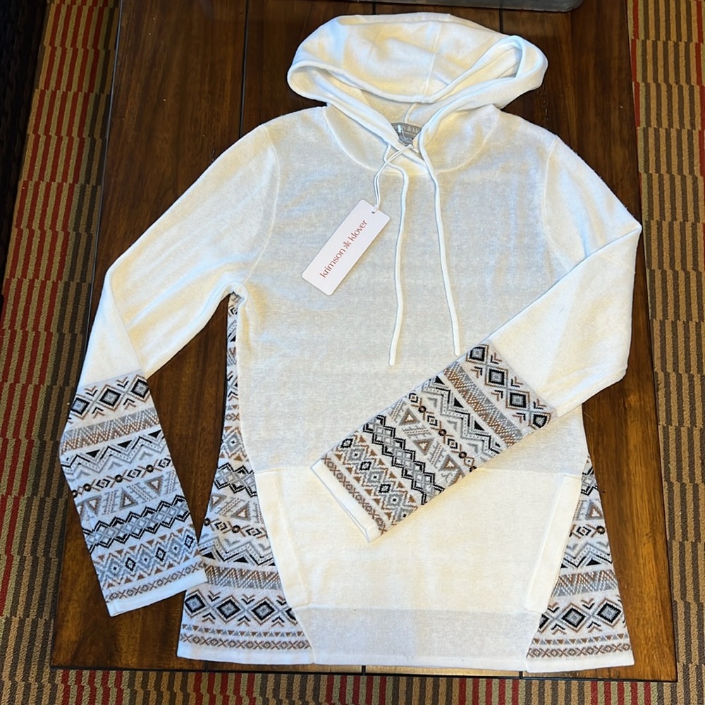 Krimson Klover White and Gray Patterned Hoodie